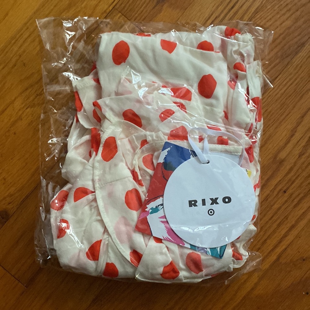 XXS RIXO Target Polka Dot Sleeve Ruffle Wrap Dress
